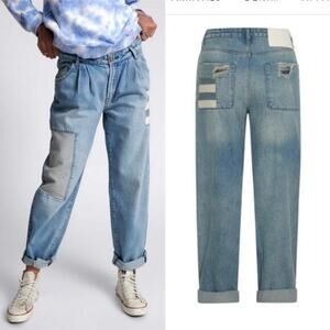 One‎ Teaspoon Womens Smiths Low Waist Wide Leg Denim Jeans Slouchy Multi Pocket